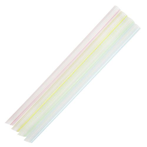 Plastic Straws 9'' Bubble Tea Straws (10mm) - Mixed Striped Colors - unwrapped - 1,600 count-Karat