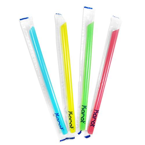 Mixed Color Bubble Tea Straws - 9'' Plastic Bubble Tea Straws (10mm) Poly Wrapped - Mixed Colors - 1,600 count-Karat