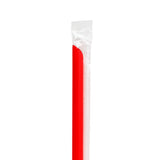 Plastic Straws 9" Giant Straws (8mm) Poly Wrapped Diagonally Cut - Red - 2,500 count-Karat