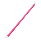 Pink Plastic Straws 9'' Giant Straws (8mm) Paper Wrapped - Pink - 2,500 count-Karat