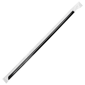 Black Plastic Straws - 9" Jumbo Straws (5mm) Poly Wrapped - Black - 2,000 count-Karat
