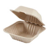 Small Biodegradable Takeout Boxes - Karat Earth 6''x6'' Compostable Bagasse Hinged Containers - 500 ct-Karat