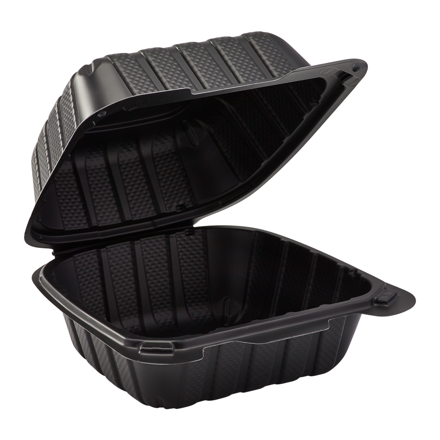 Small Black Take Out Containers - 6x6 Mineral Filled Hinged Carry Ou
