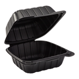 Small Black Take Out Containers - 6"x6" Mineral Filled Hinged Carry Out Boxes - Karat Earth - Black - 400 ct-Karat