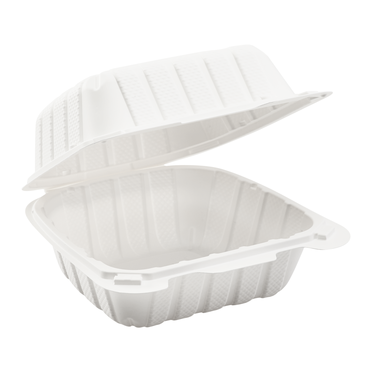 Square Microwaveable White Hinged Take-Out Container - 6 x 6