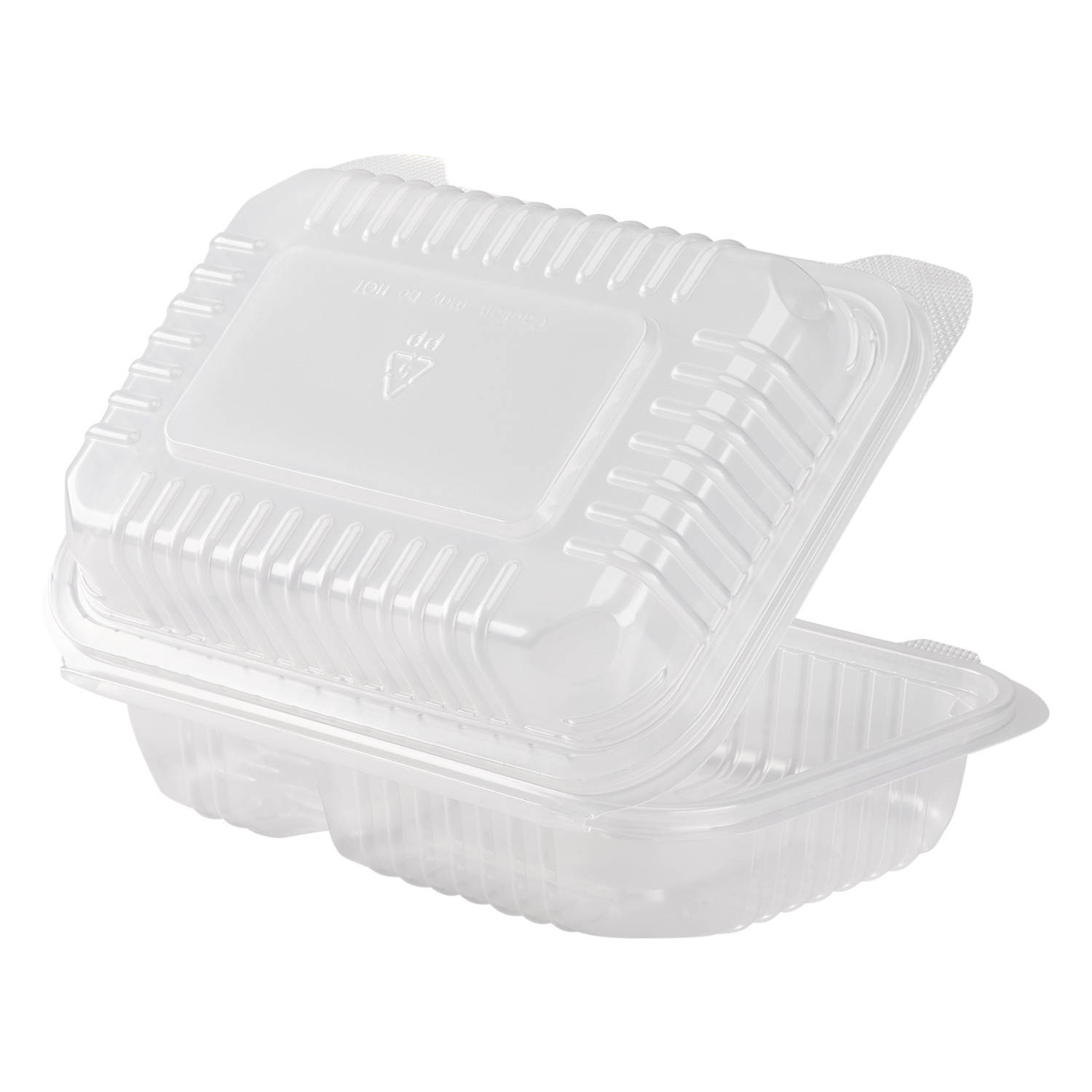 2 Compartment Clamshell Food Container - 9x6 Divided Hinged To Go Box