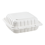 Large White Takeout Boxes - 8"x8" Mineral Filled Hinged Food Containers- Karat Earth 200 ct-Karat