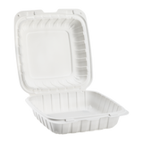 Large White Takeout Boxes - 8"x8" Mineral Filled Hinged Food Containers- Karat Earth 200 ct