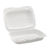 Medium White Takeout Boxes - 9"x6" Mineral Filled Hinged Food Containers- Karat Earth - White- 250 ct-Karat