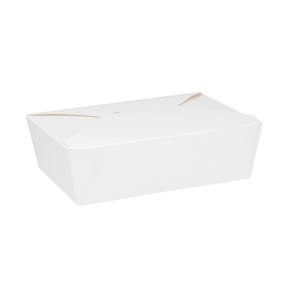 White Microwavable Folded Paper #3 Take-Out Container - Karat Large Fold-To-Go Box - 76oz - 7.8