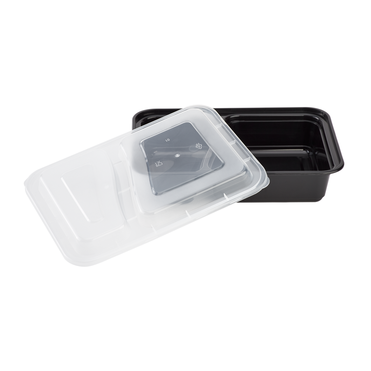 *BULK* 30 oz Black Rectangular 2 Section MealPrep Containers With Clear Lids